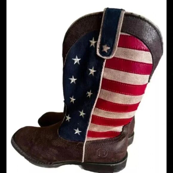 ROPER Big Kids’ American Patriot  Square Toe Boots Faux Leather Size 3 - Picture 5 of 7